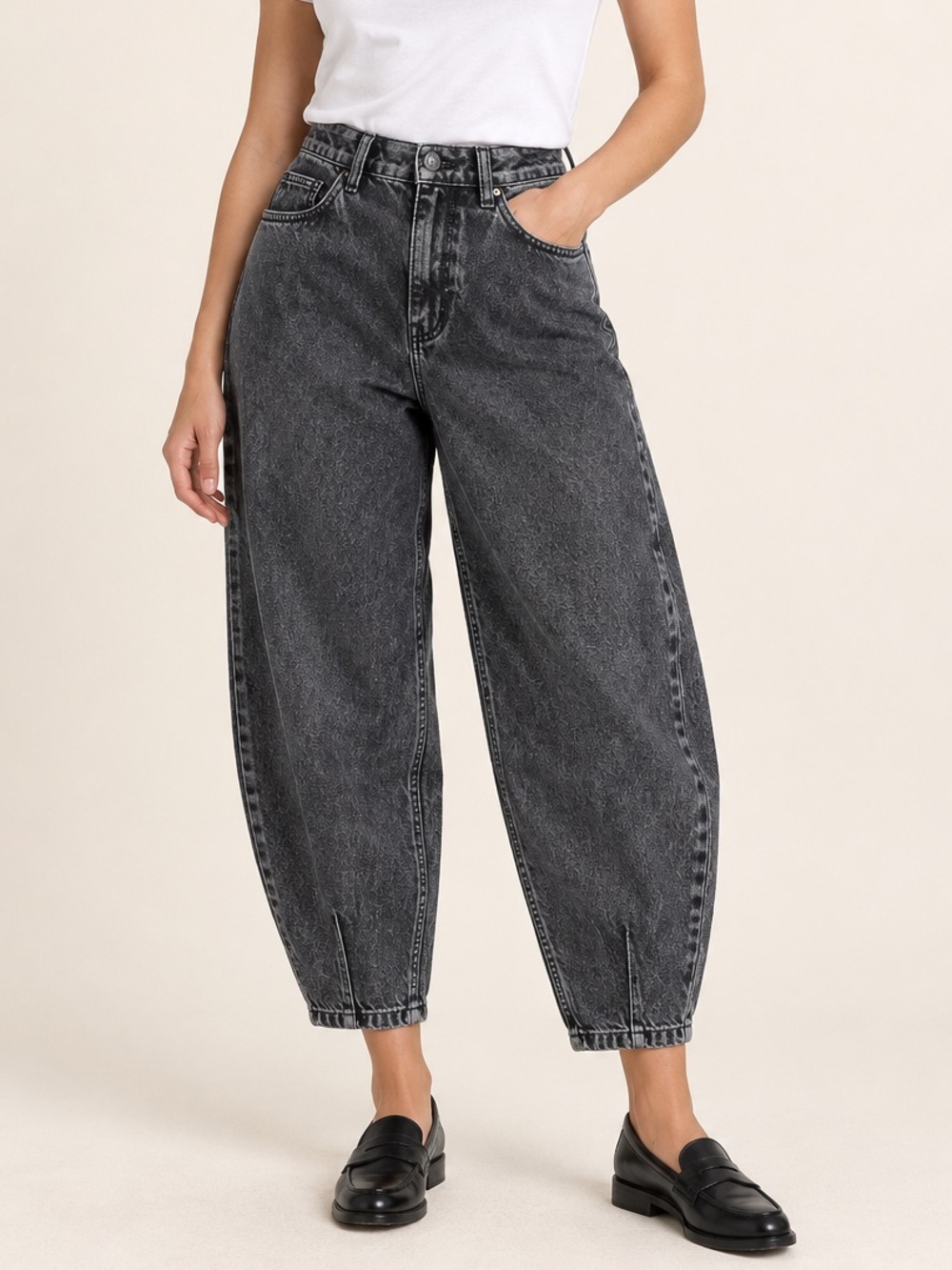 Cello Washed Black Barrel Leg Jeans Size 5